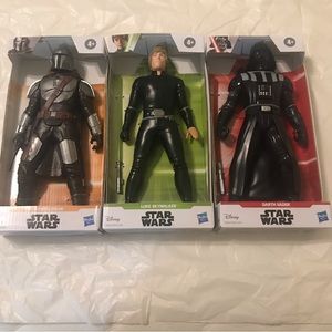 NIB Star Wars Figurine Bundle. Luke Skywalker, Darth Vader, The Mandalorian